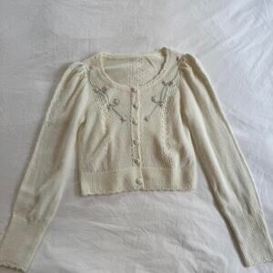 For love and lemons cream cardigan with flower embriodery